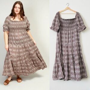Anthropologie Noonday Collection PLUS SIZE 3 smocked midi dress